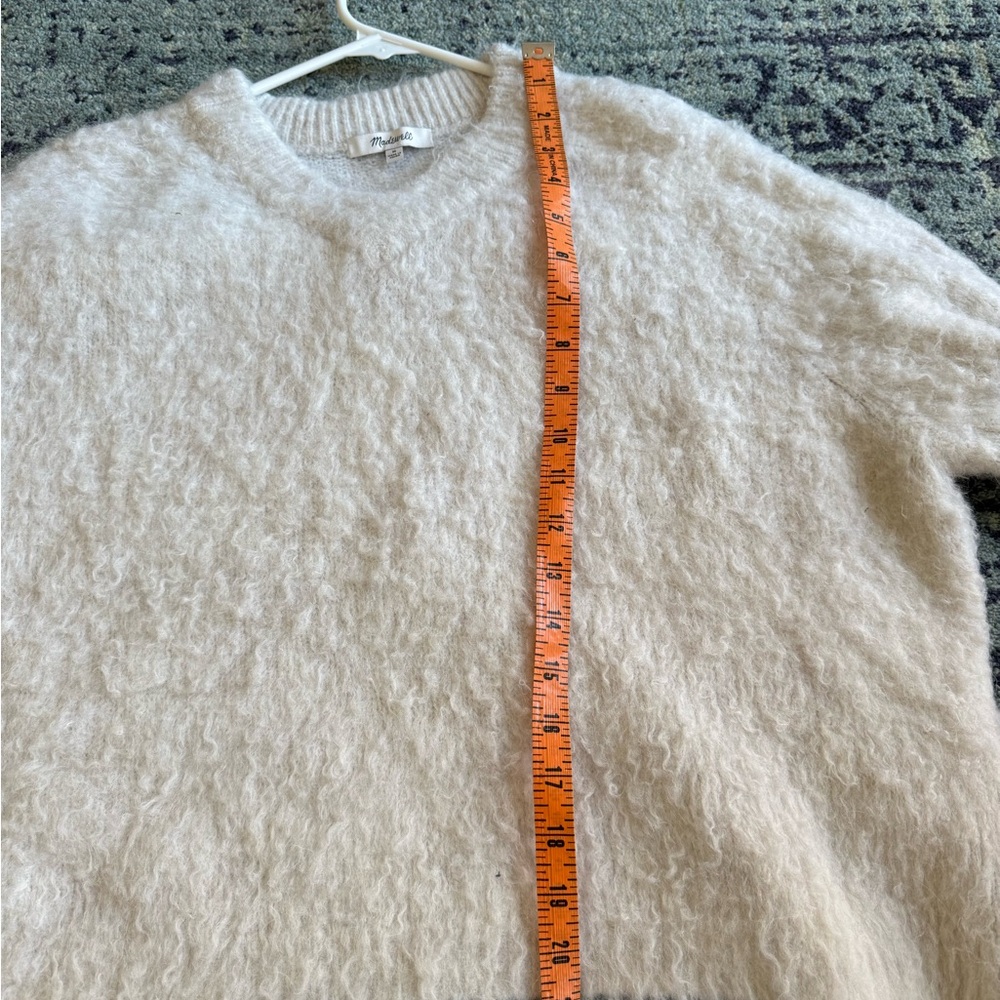 Madewell Ivory Brushed Fuzzy V-Neck Wool-Alpaca Blend Pullover Sweater Sz M - Picture 12 of 13